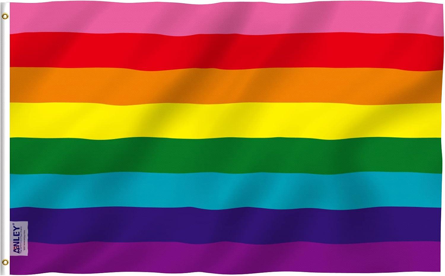 3x5 Foot Multicolor Polyester Rainbow Flag with Brass Grommets