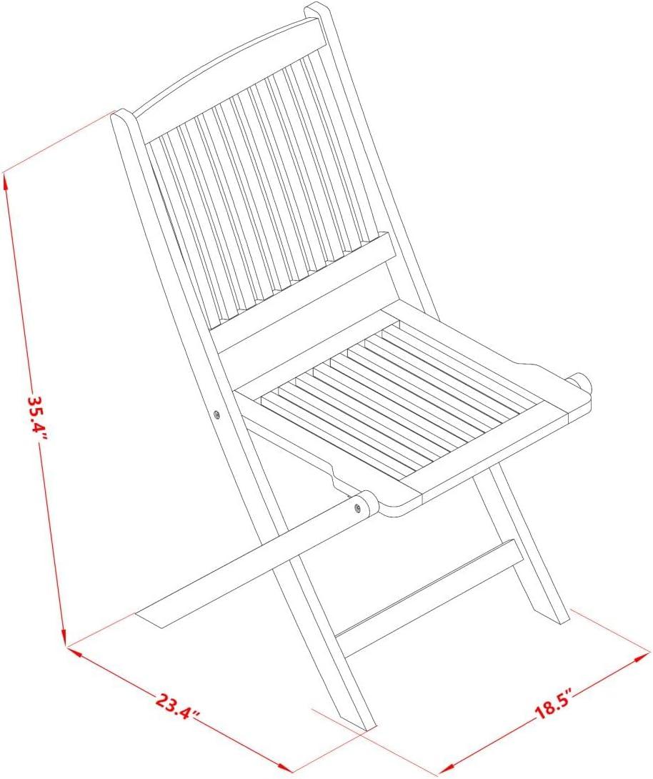 Natural Oil Acacia Wood Foldable Patio Dining Chairs, Set of 2