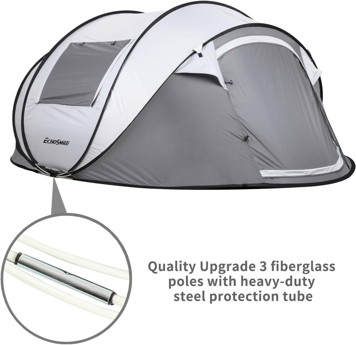 EchoSmile 6 Person White Fiberglass Dome Camping Tent