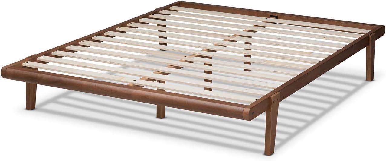 Full Kaia Finished Wood Platform Bed Frame Brown - Baxton Studio: Mid-Century Modern, No Box Spring Required