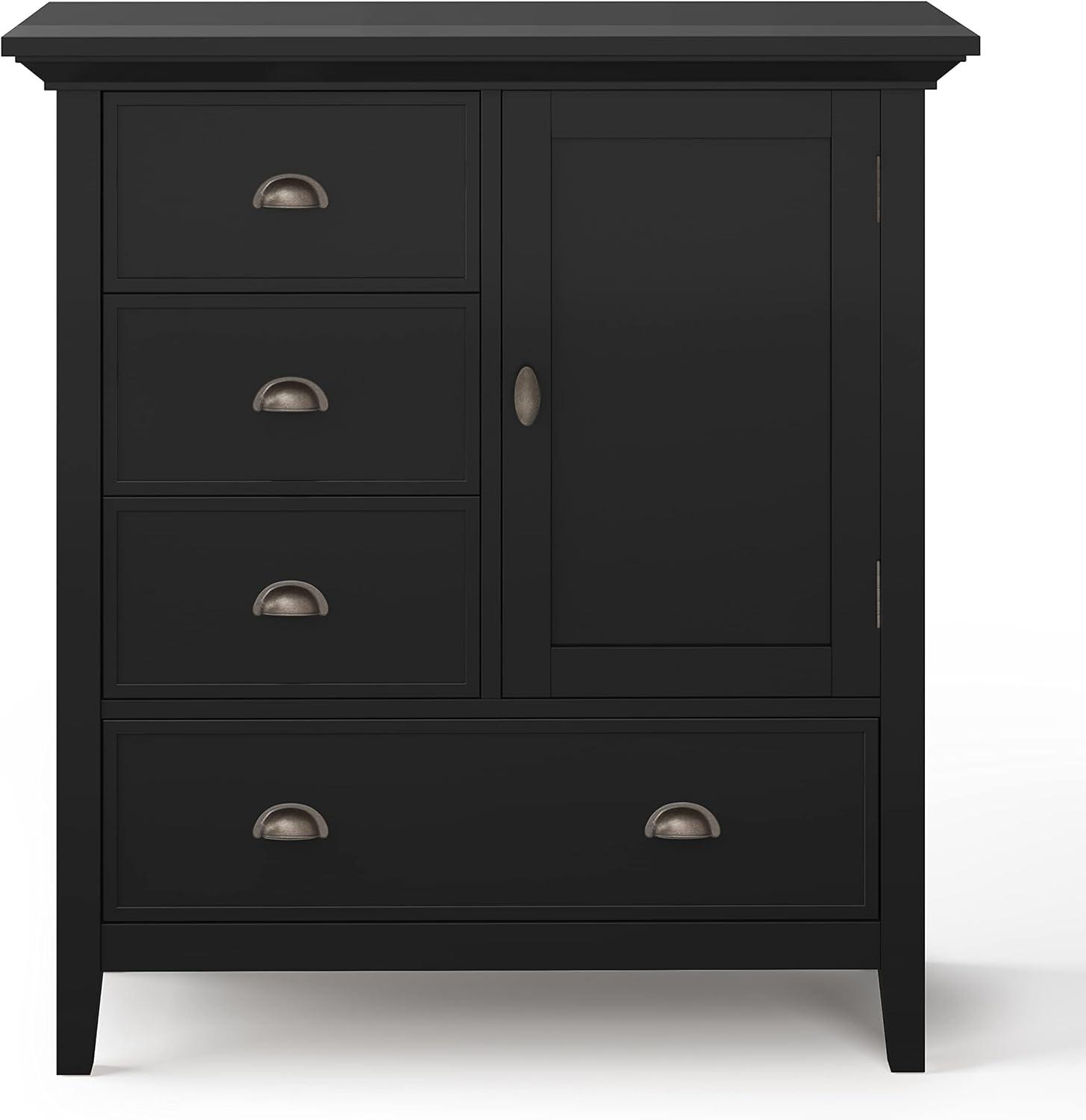 Simpli Home Redmond Solid Wood 39 " Transitional Medium Storage Cabinet in Black