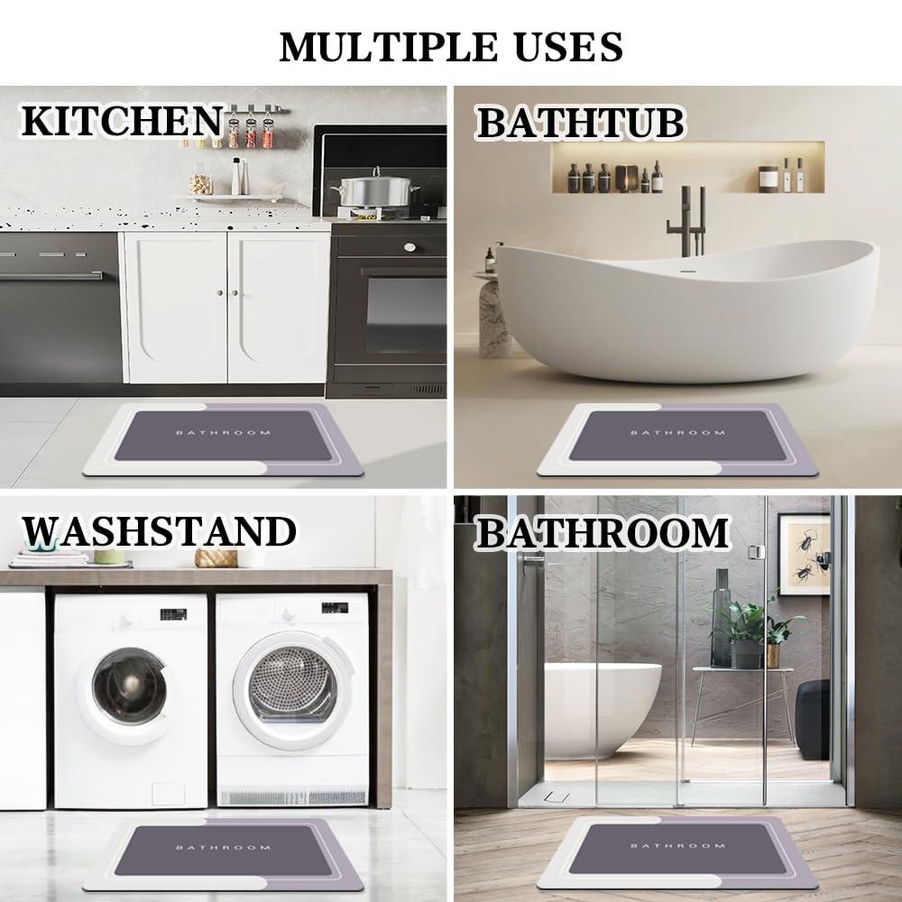 Bath Mat Rugs Non Slip Quick Dry Bathroom Mats Super Absorbent Rubber Bath Mats Fit Under Door, Bathroom Rugs Shower Mat for Bathroom, Bathtub, Shower and Sink (17"x27",Grey)