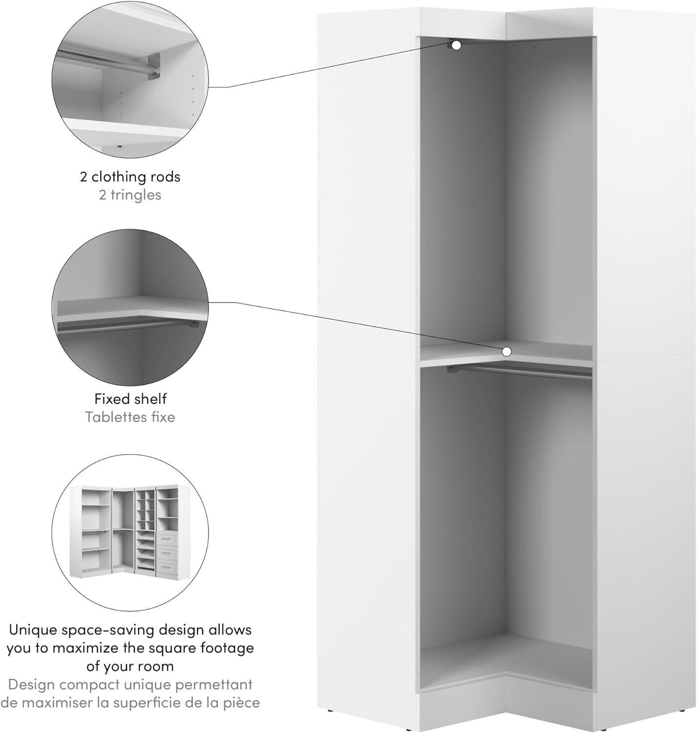 Bestar Pur 32" Corner Closet Wood Storage Unit in White