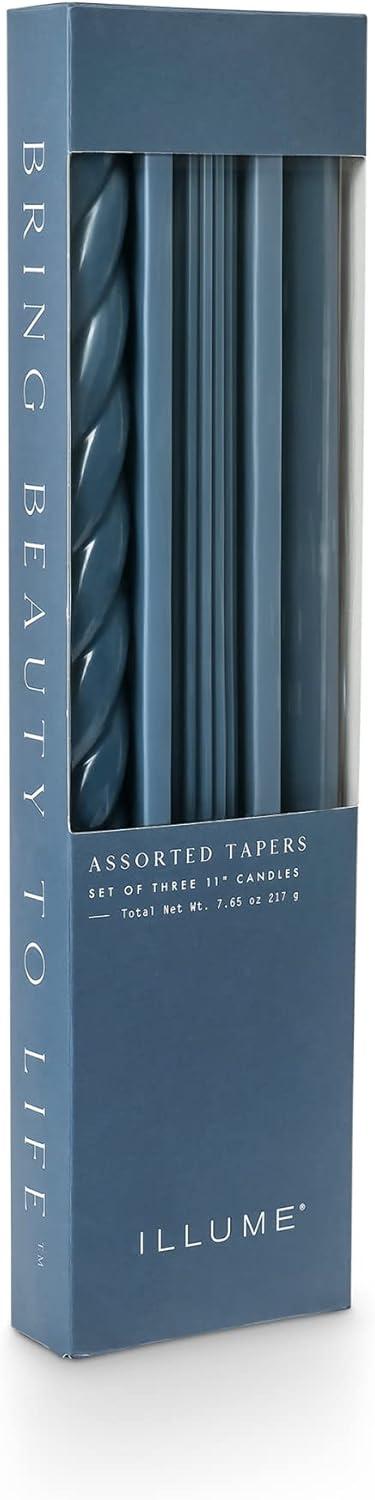 Serenity Deep Blue 3-Pack Beeswax & Soy Taper Candles