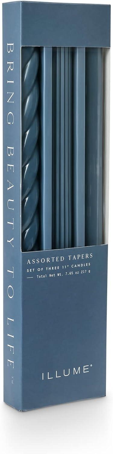 Serenity Deep Blue 3-Pack Beeswax & Soy Taper Candles