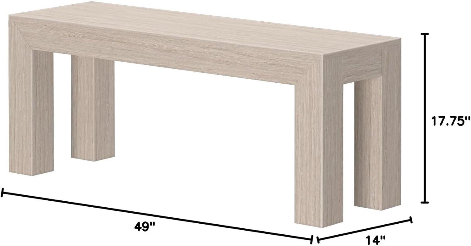 Plank+Beam Modern Dining Bench, Solid Wood Bench for Dining Table, 49"