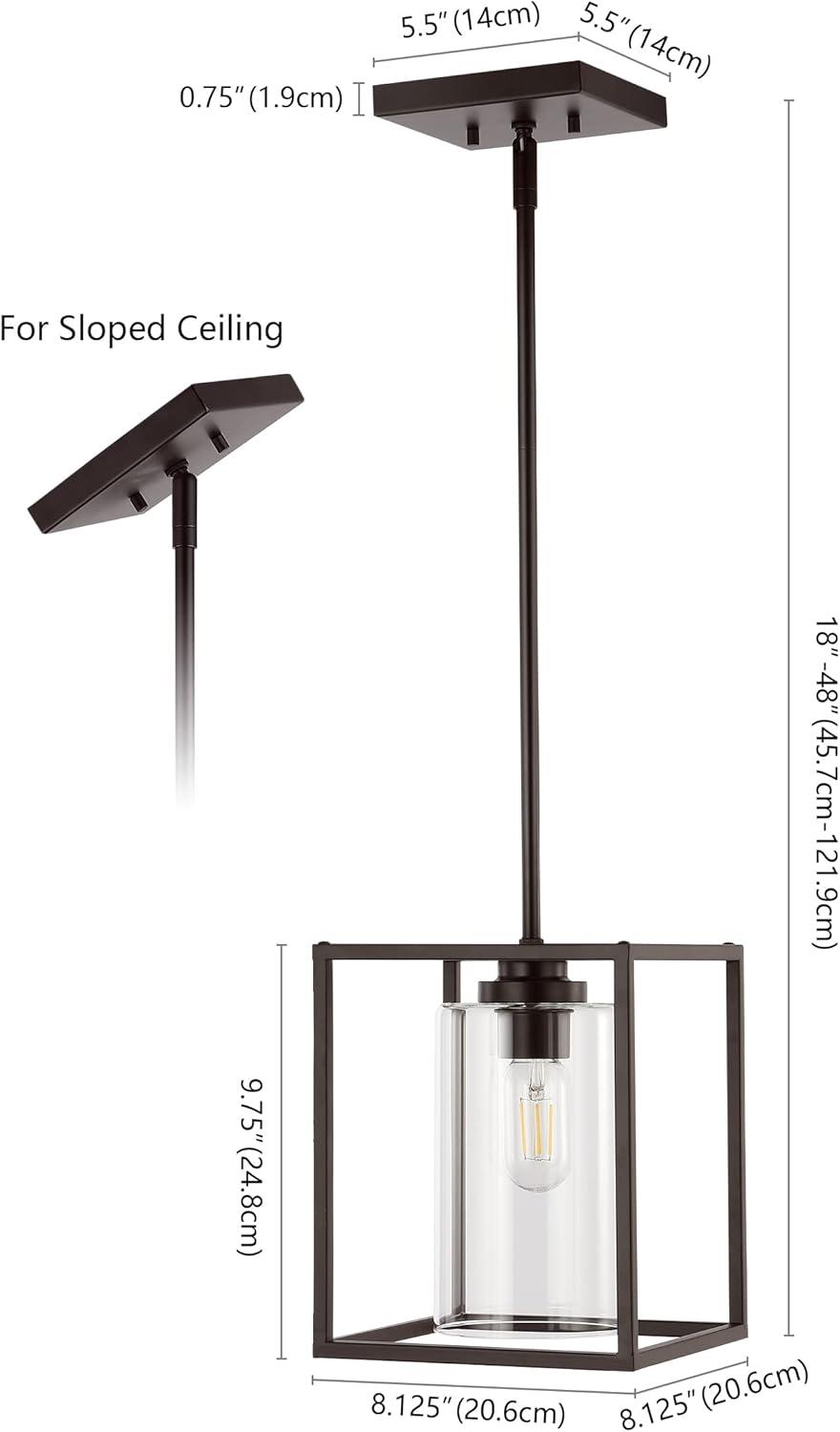 Quinn 8.13" 1-Light Industrial Farmhouse Iron/Glass LED Pendant, Oil Rubbed Bronze