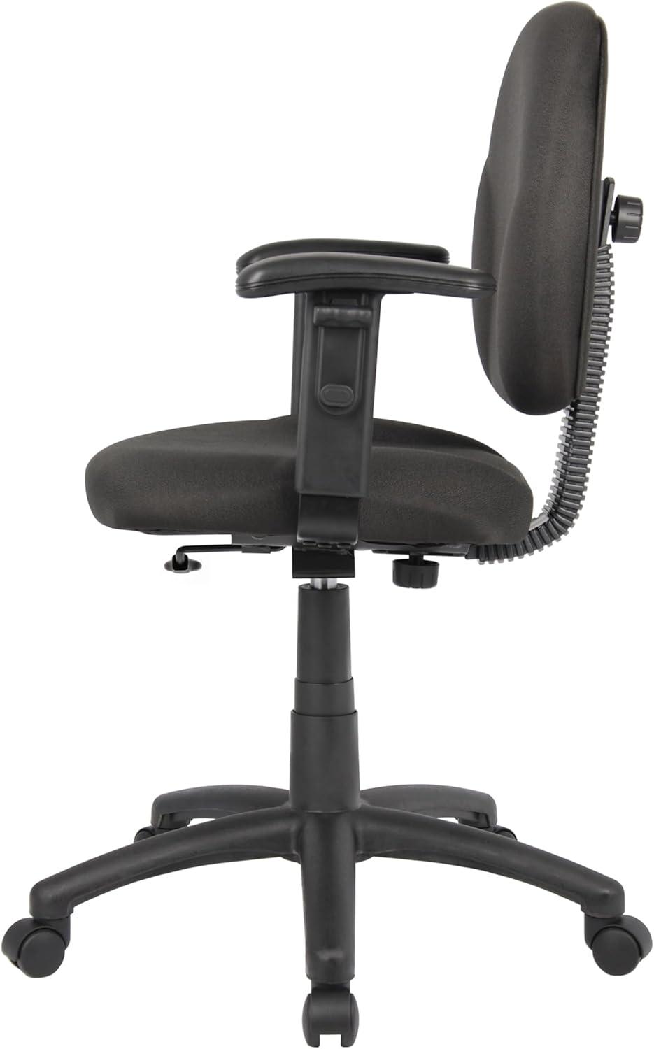 Black Adjustable Ergonomic Task Chair with Fabric Upholstery
