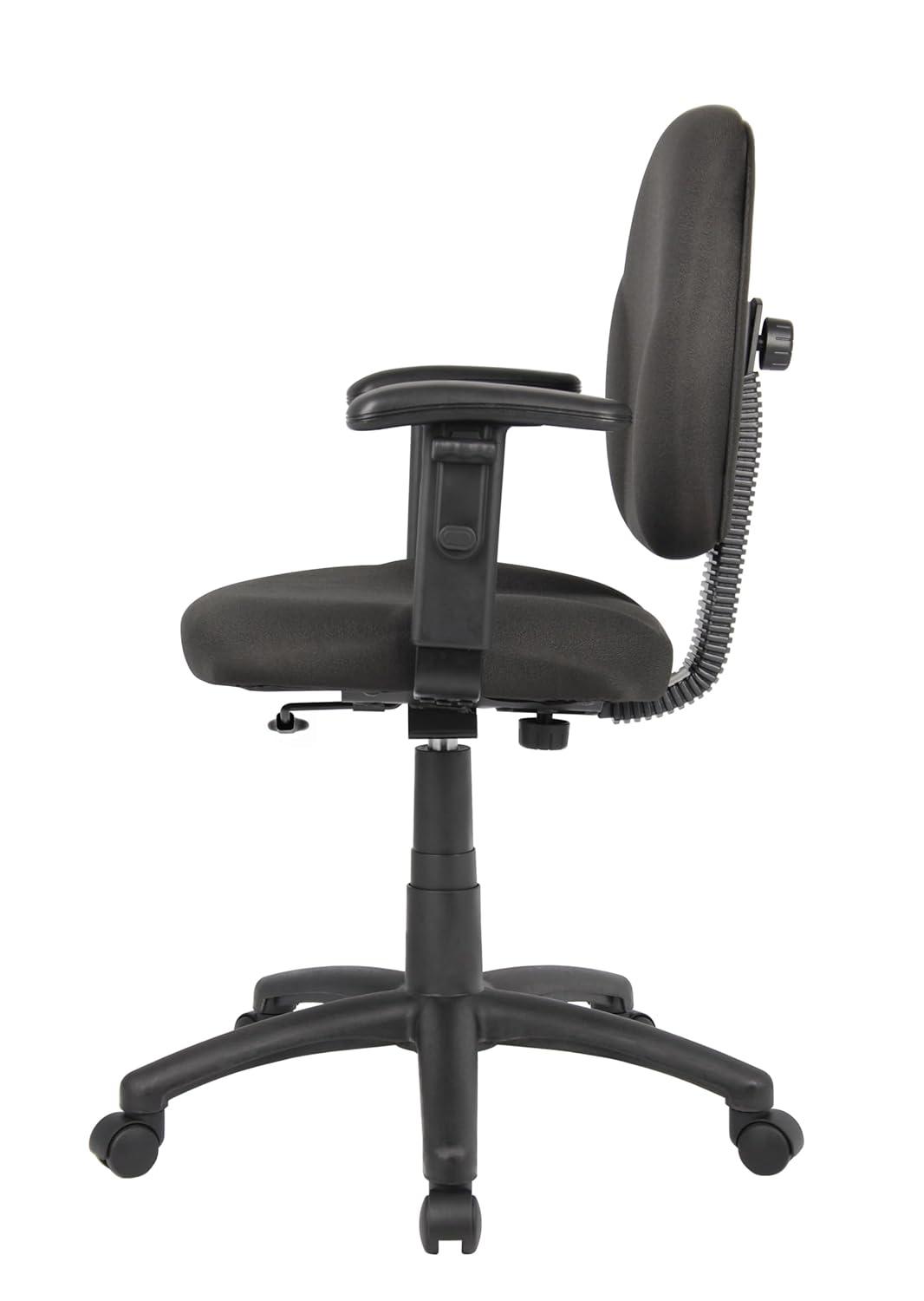 Black Adjustable Ergonomic Task Chair with Fabric Upholstery