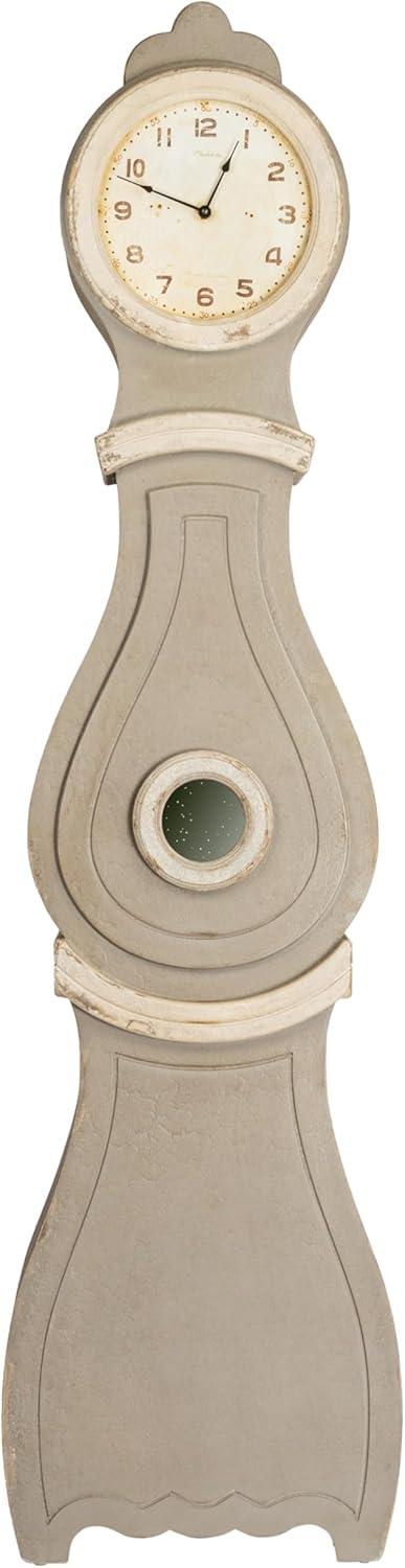 Distressed Gray Wood Grandfather Style Wall Clock