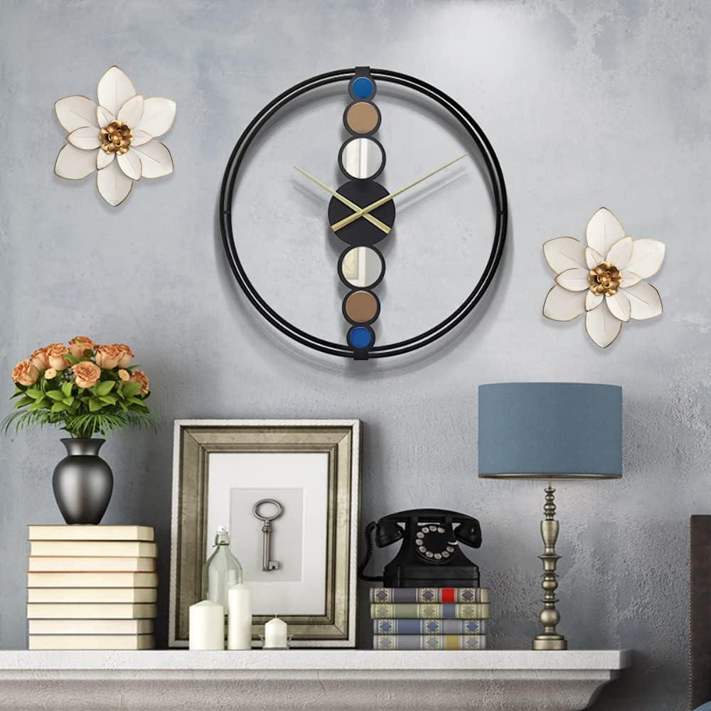 White and Gold Metal Floral Wall Sculpture, 10" Round