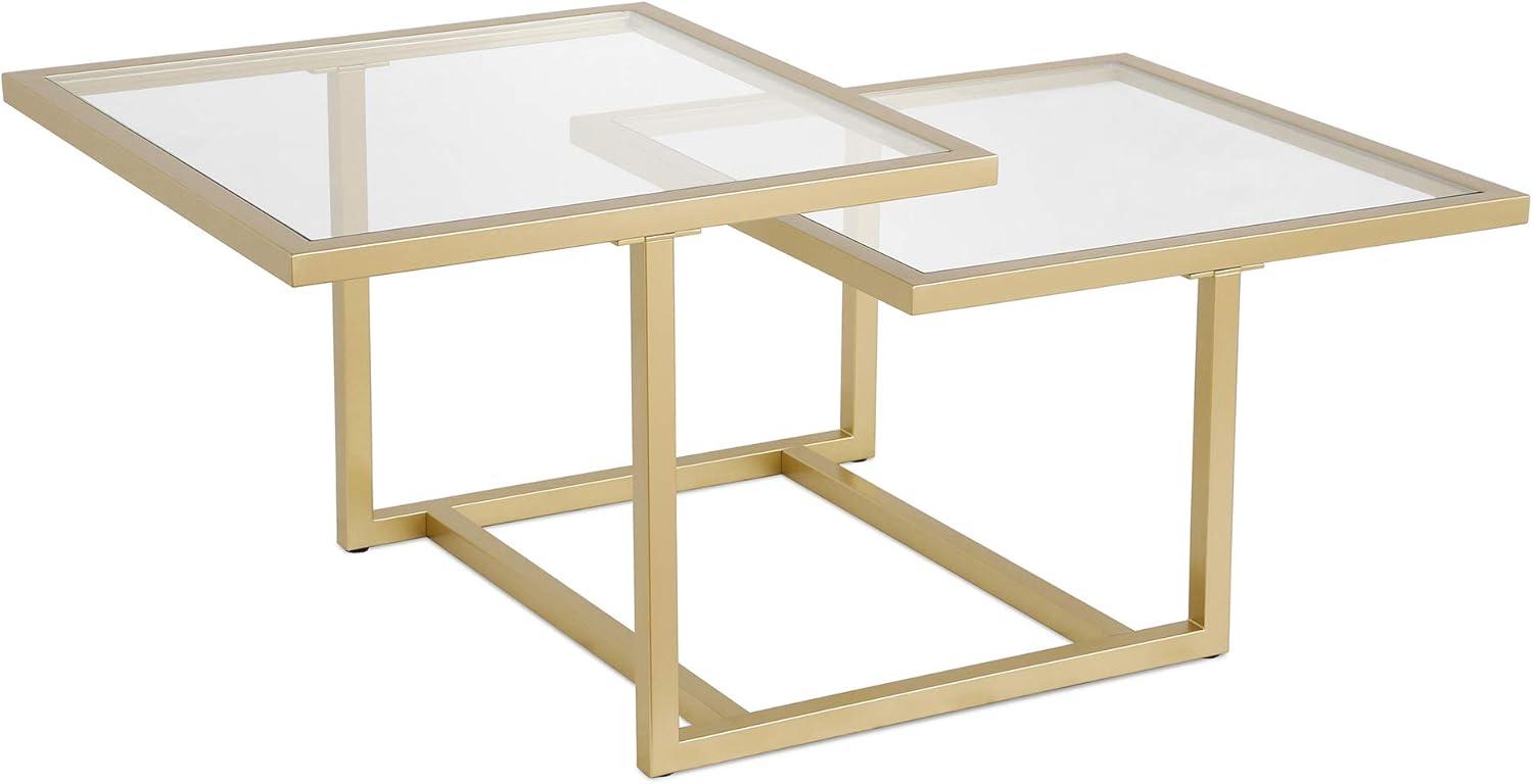 Evelyn&Zoe Amalie 43" Wide Square Coffee Table, Brass