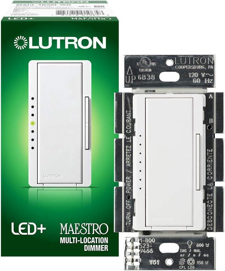 Lutron Maestro C.L Dimmer Switch for Dimmable LED, Halogen & Incandescent Bulbs, Single-Pole or Multi-Location, MACL-153M-WH