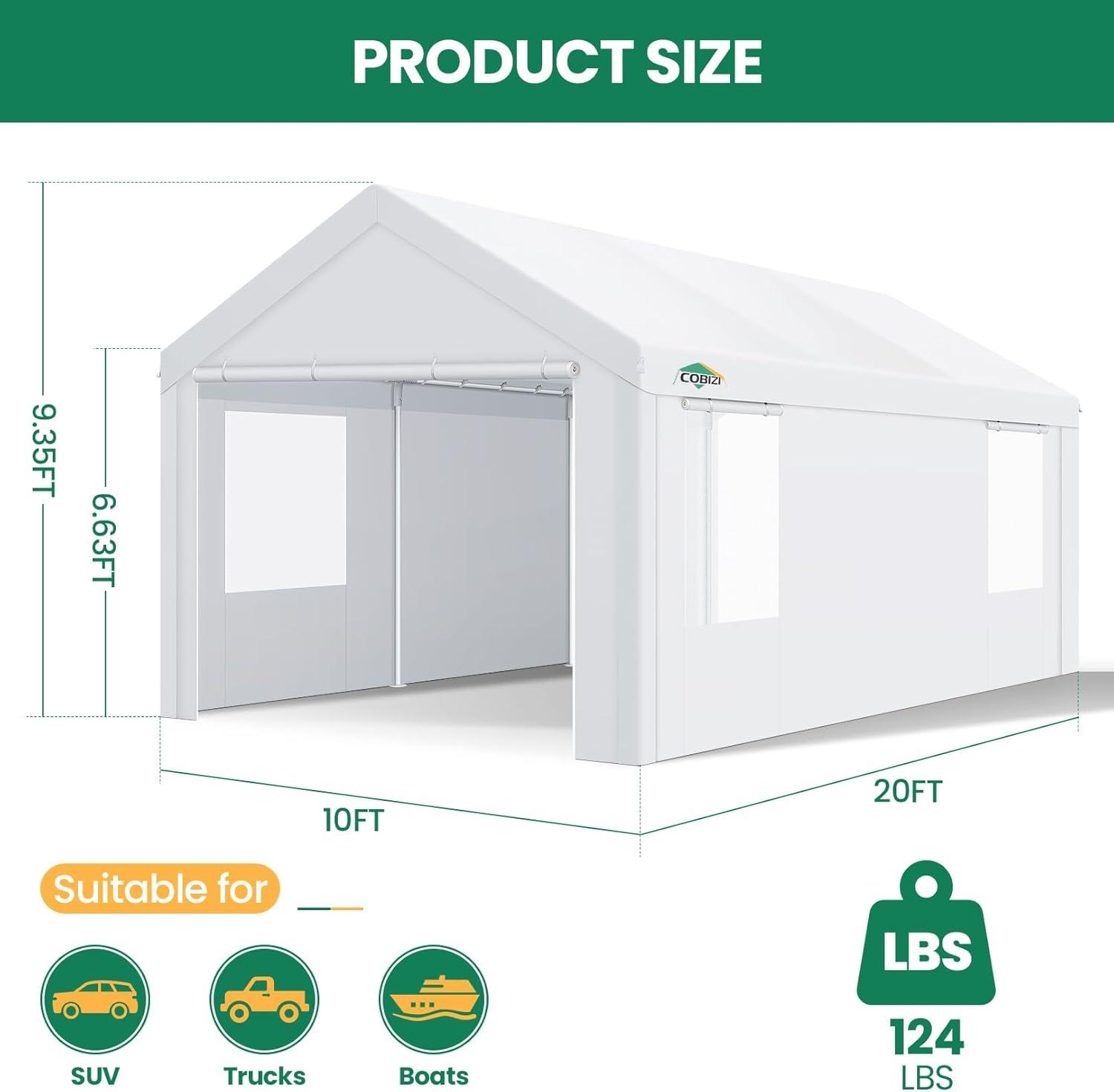 12 Ft. W x 20 Ft. D Steel Carport