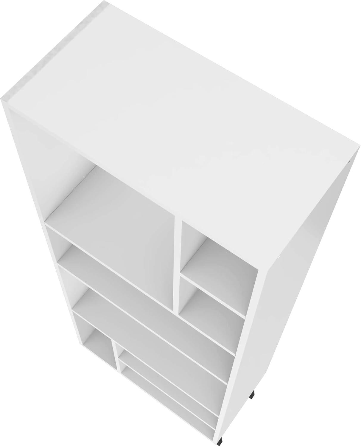 Manhattan Comfort 60.03" Tall Warren Bookshelf White/Black Feet - Manhattan Comfort: Mid-Century Modern 8-Shelf Storage, Matte Finish