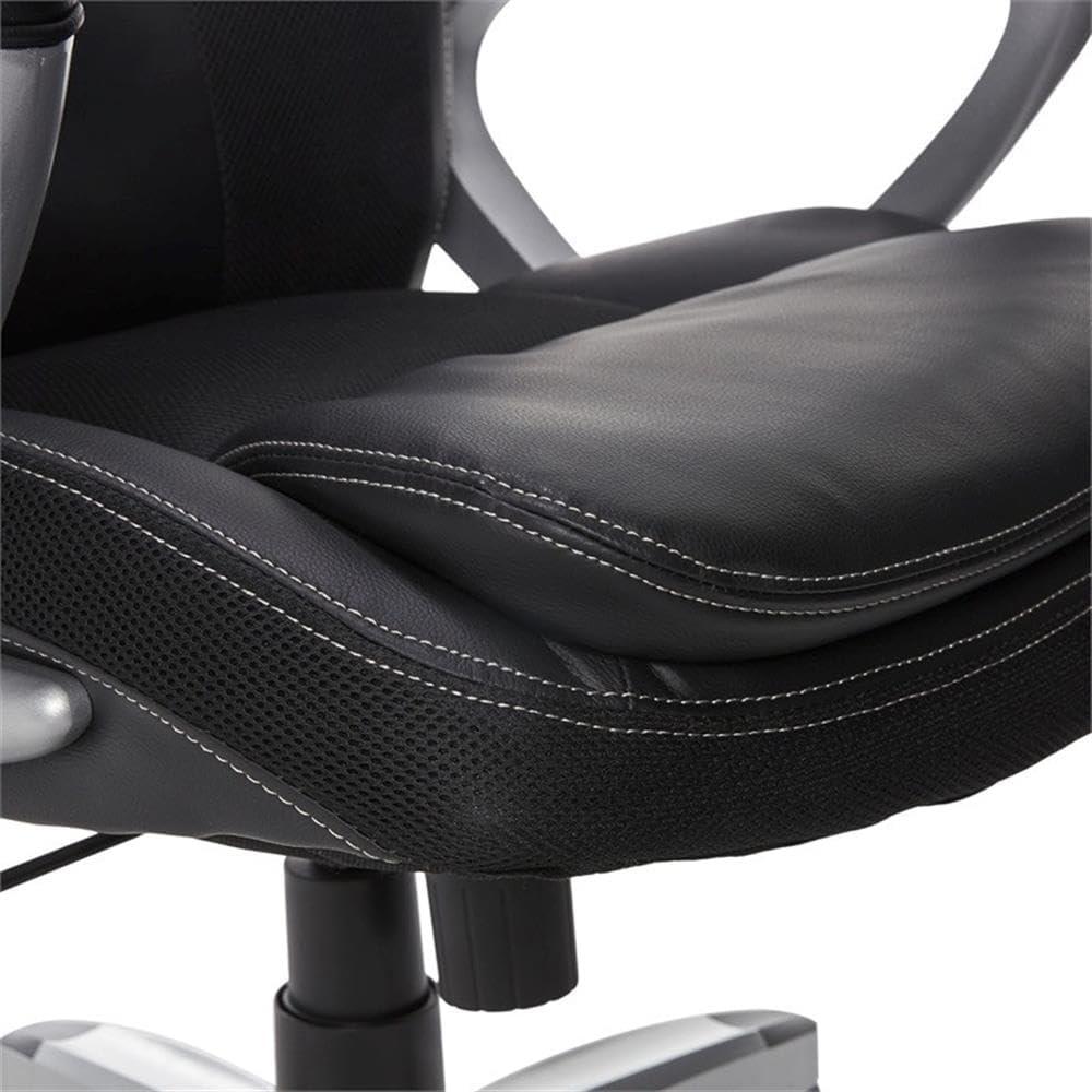 Iridescent Silver High-Back Executive Office Chair with Black Mesh