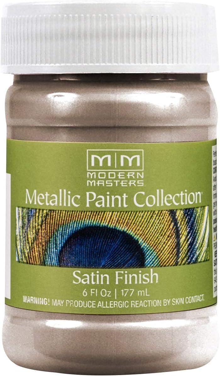 6 oz Modern Masters ME221 Warm Silver Metallic Paint Collection, Satin Water-Based Decorative Metallic Paint