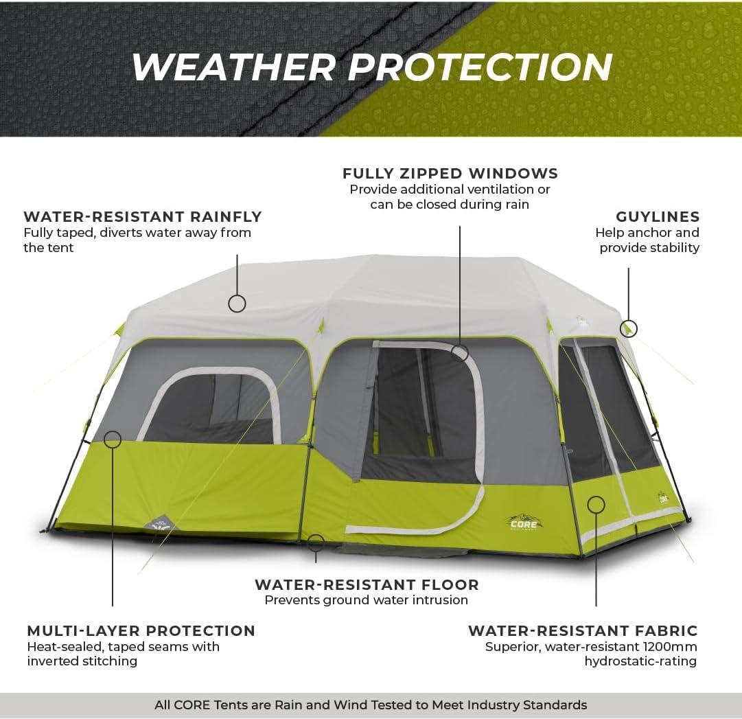 Green 9-Person Four Season Cabin Tent with Carry Bag