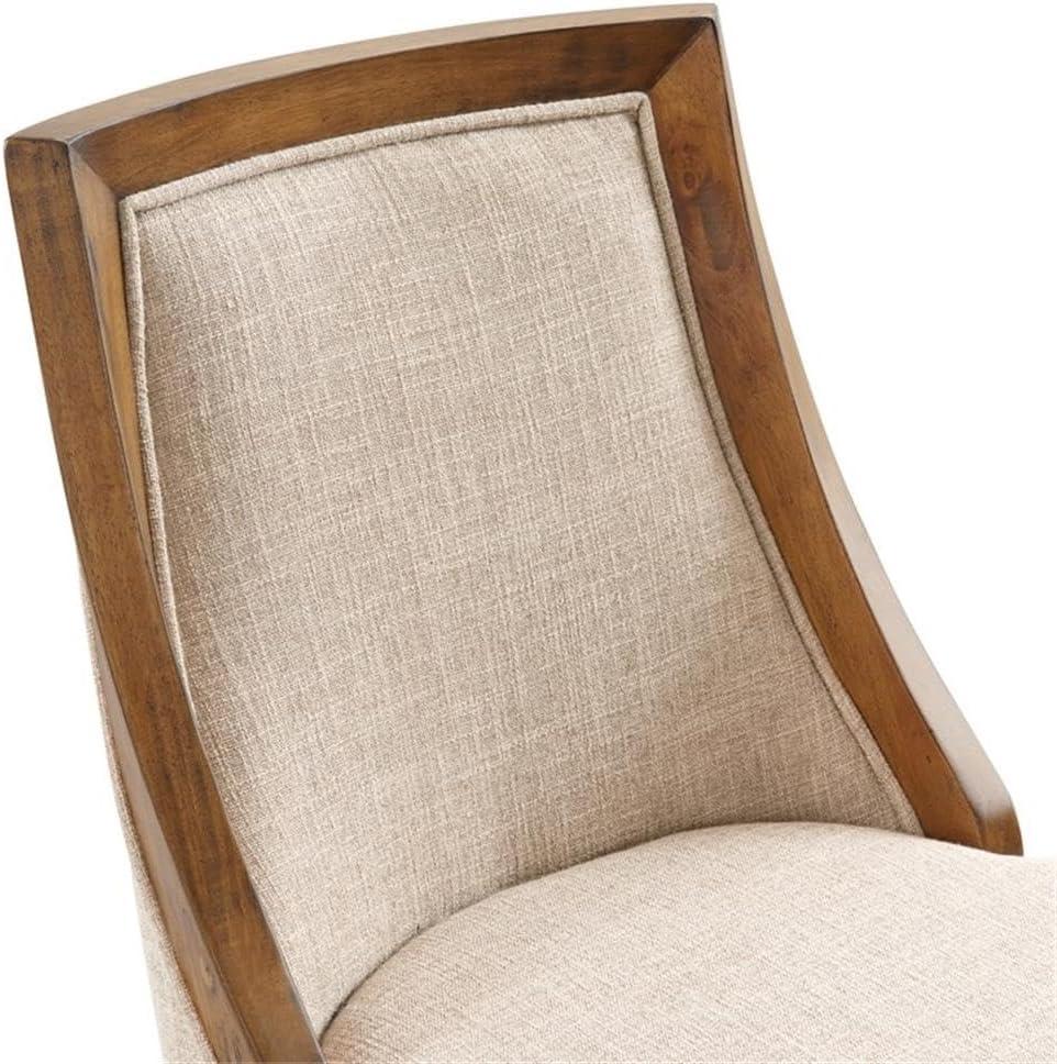 Alaterre Ellie Bar Height Stool, Back, Swivel Seat, Brown, Upholstered Padded Seat, Rubberwood Frame, Steel Memory Return Mechanism, Dimensions 19 in. W x 22 in. D x 46 in. H, Footrest, Metal Kick Plate