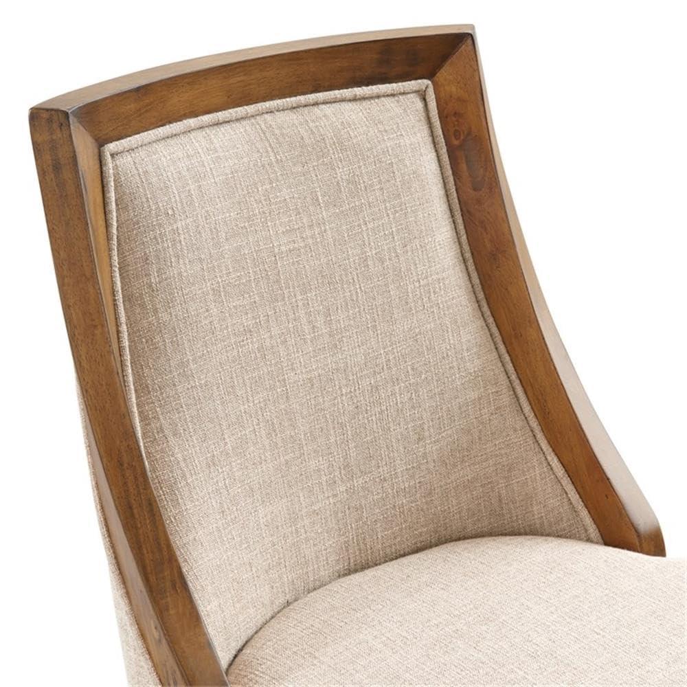 Alaterre Ellie Bar Height Stool, Back, Swivel Seat, Brown, Upholstered Padded Seat, Rubberwood Frame, Steel Memory Return Mechanism, Dimensions 19 in. W x 22 in. D x 46 in. H, Footrest, Metal Kick Plate