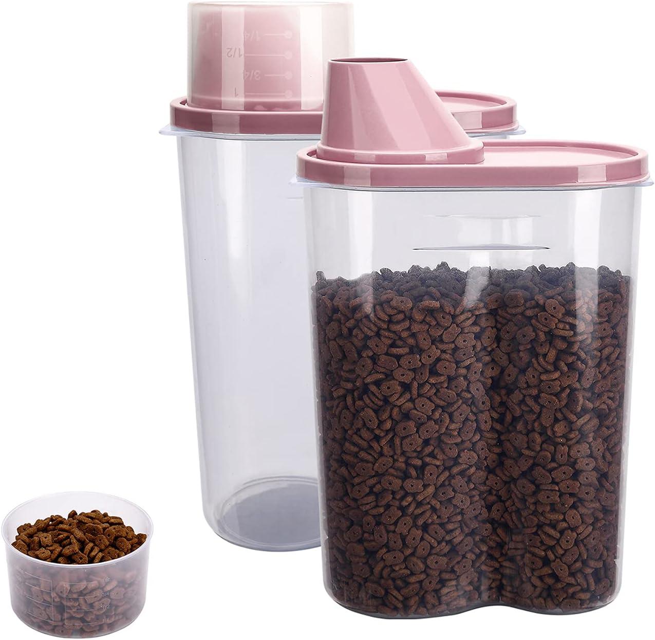 GreenJoy Pet Food Container Dog Cat Food Storage with Measuring Cup GreenJoy 2 Pack 2lb/2.5L