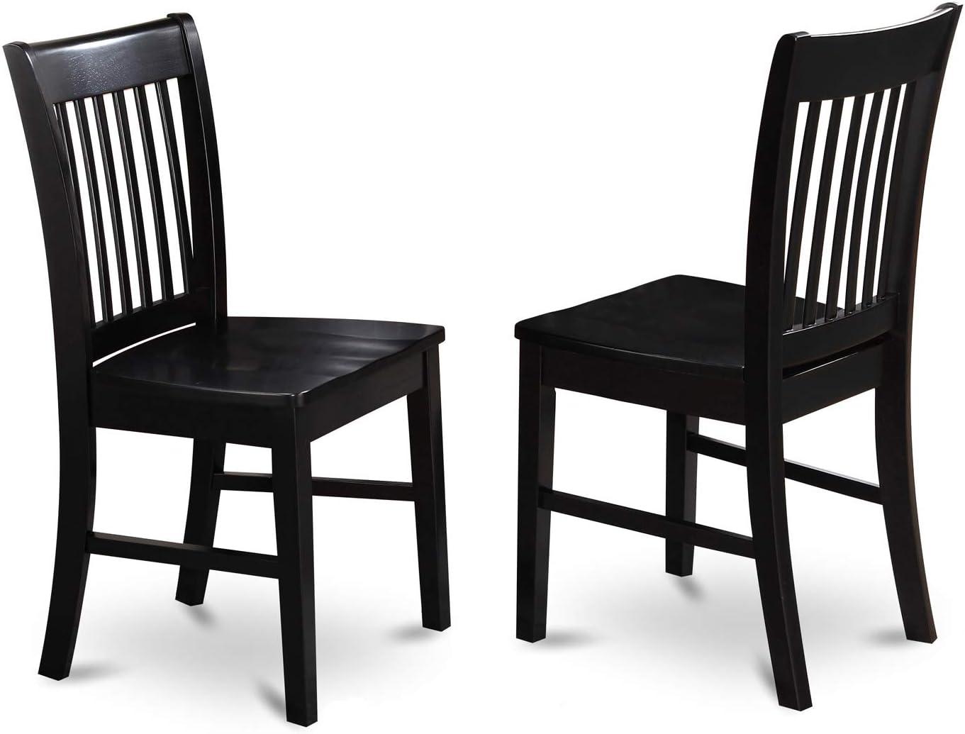 East West Furniture Dudley 7-piece Wood Table and Dining Chairs in Black