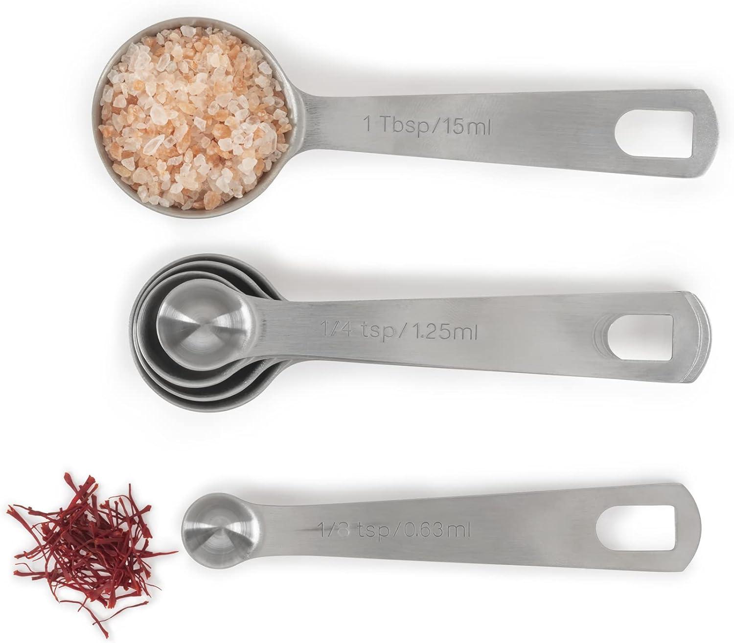 Slofoodgroup - Stainless Steel Measuring Spoon Set - 6 Piece Measuring Spoon Set - 304 Stainless Steel Measuring Spoon Set for Cooking, Baking and Kitchens