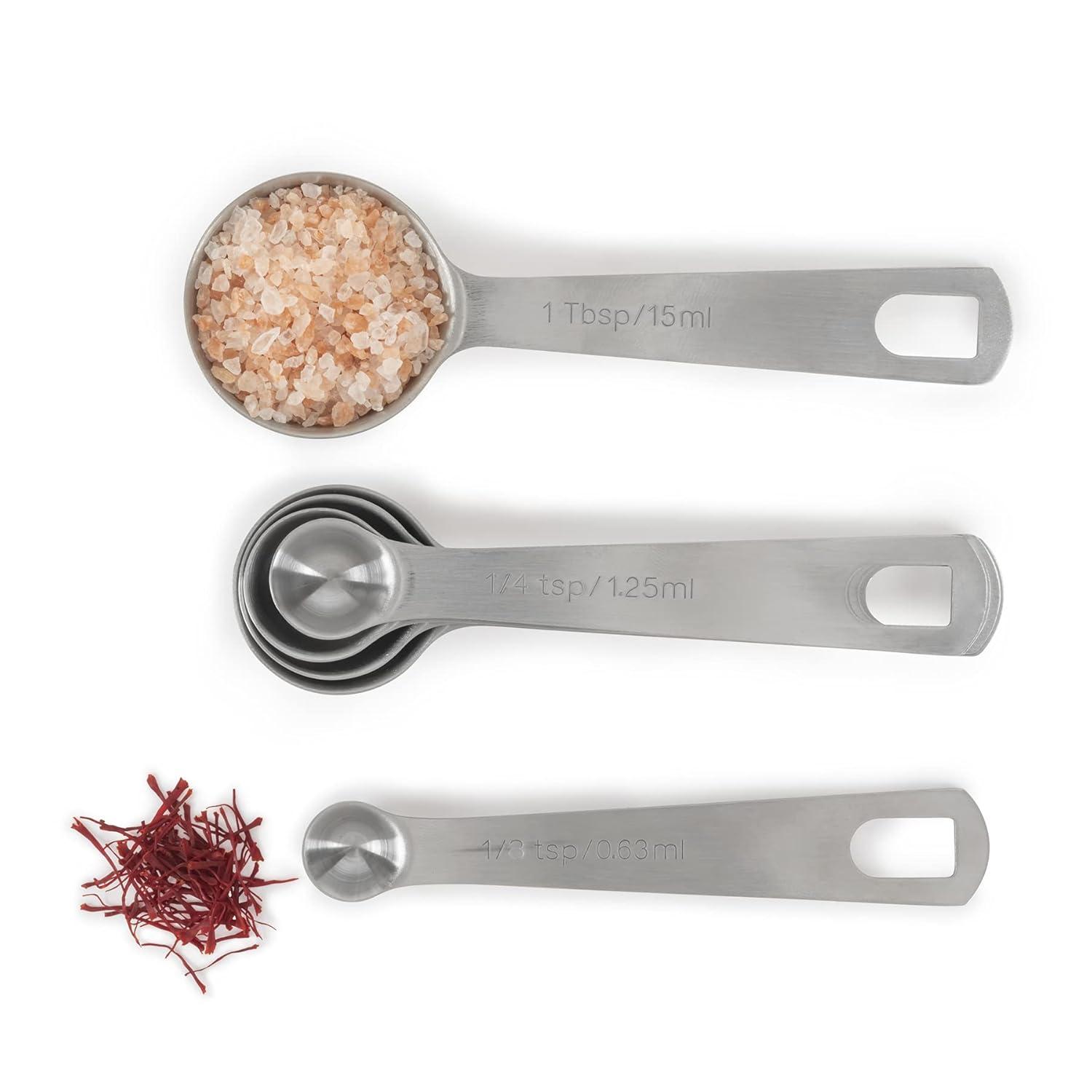 Slofoodgroup - Stainless Steel Measuring Spoon Set - 6 Piece Measuring Spoon Set - 304 Stainless Steel Measuring Spoon Set for Cooking, Baking and Kitchens