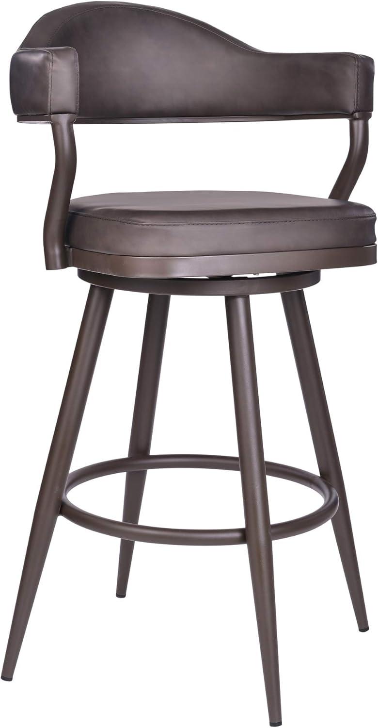 Armen Living Justin Modern 30" Faux Leather Bar Stool in Brown