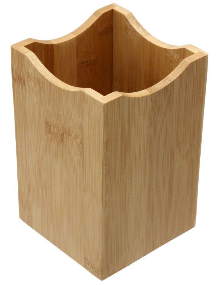 Oliva Italiana 7-Piece Bamboo Kitchen Utensil Set with Holder – Eco-Friendly, 100% Organic Bamboo Wooden Cooking Spoons, Spatula, Ladle, Turner & Pasta Server with Ergonomic Handles