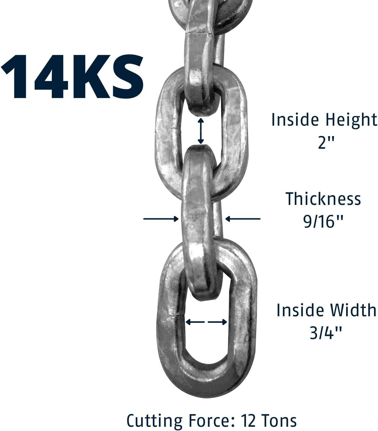 ABUS Hardened Steel 14KS 6 Foot x 9/16" Thick Square Security Chain for Bikes, Containers, Trailers, ATV's, Motorcycles and Personal/Industrial Property