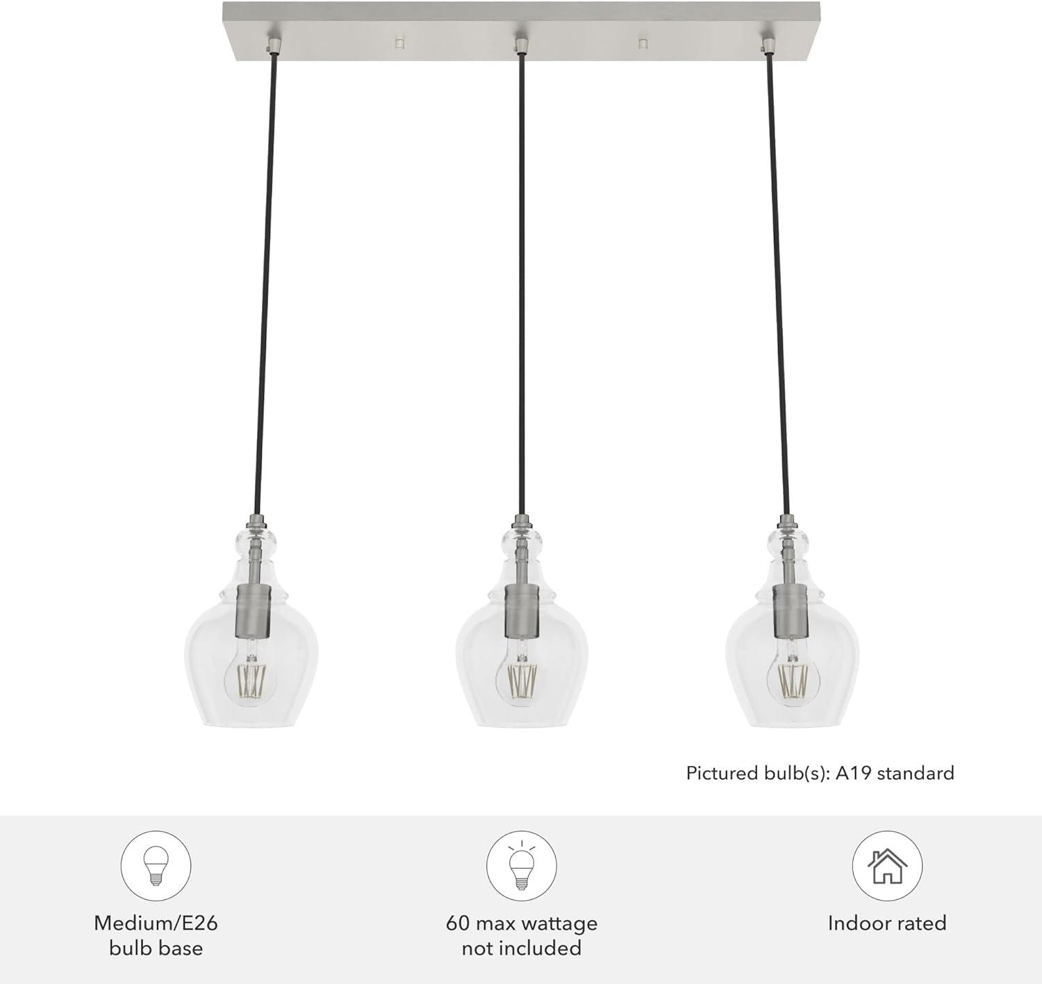 Maple Park Brushed Nickel 3-Light Linear Cluster Pendant