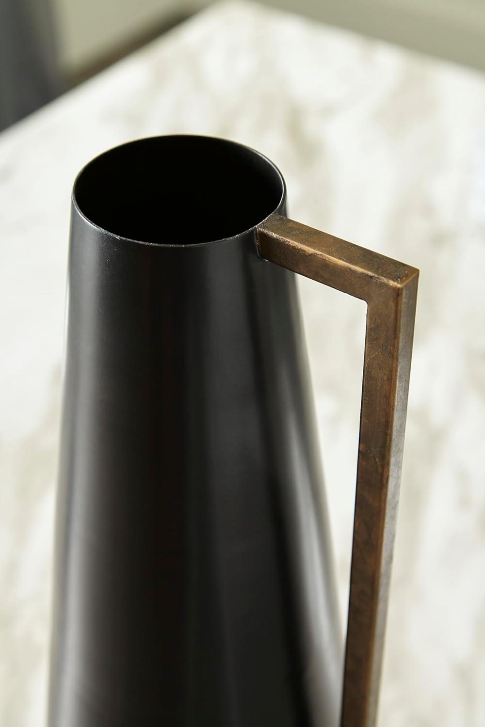 Signature Design by Ashley Contemporary Pouderbell Vase  Black/Gold Finish