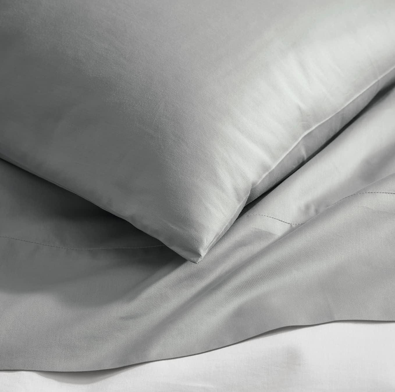 Queen Gray Organic Cotton Percale Sheet Set