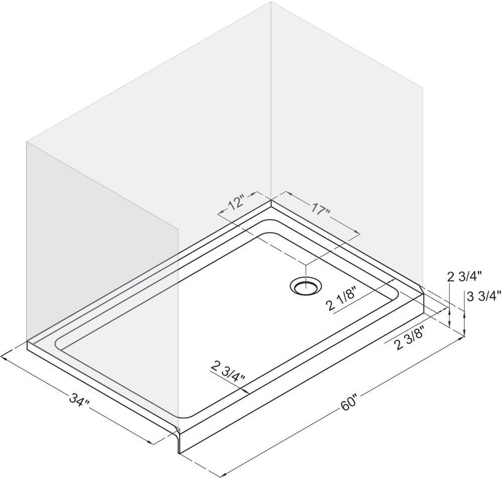 SlimLine 48" W x 34" D Single Threshold Shower Base