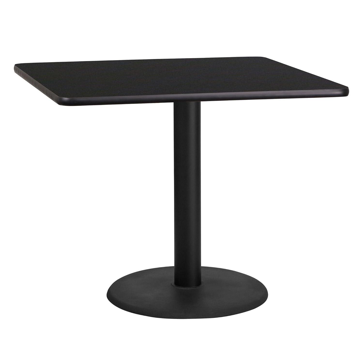 Flash Furniture 36'' Square Walnut Laminate Table Top with 24'' Round Table Height Base