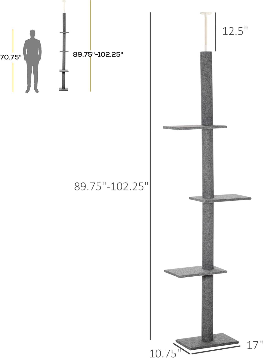 Pawhut 4-level Platform Cat Tree with Sisal-Covered Scratching Posts, Gray