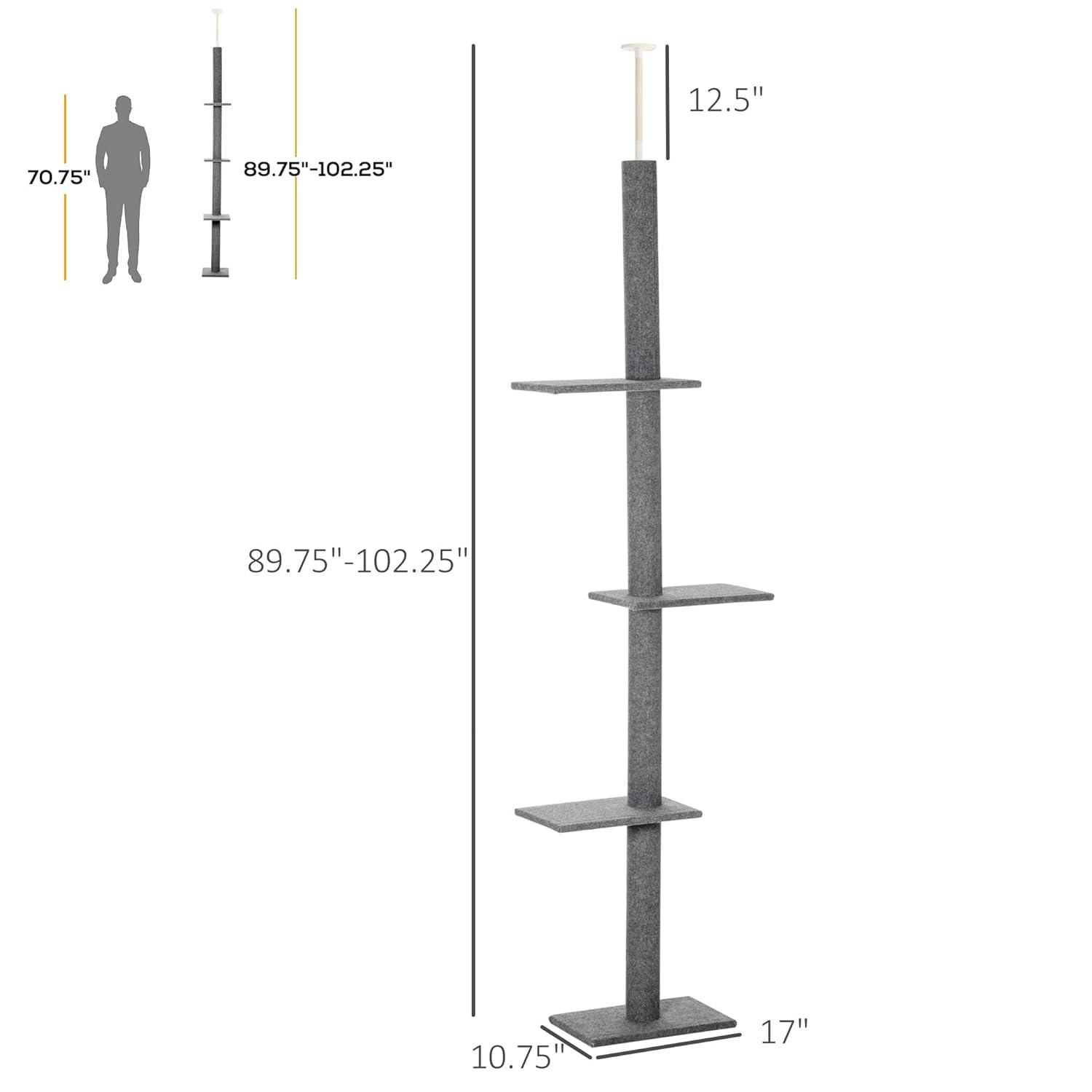 Pawhut 4-level Platform Cat Tree with Sisal-Covered Scratching Posts, Gray
