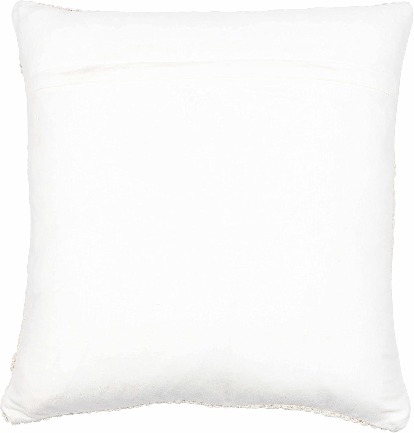 Hauteloom Sumiton Cotton Decorative Throw Pillow Cover - Moroccan Aztec High Low Textured Cushion Cover - Cream - 22" x 22" Pillow Cover
