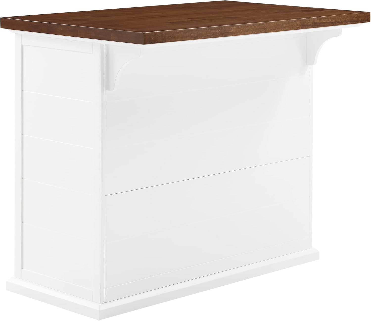 Crosley Bartlett Wood Top Kitchen Island White/Walnut: Traditional Style, Adjustable Shelves, Storage Cart