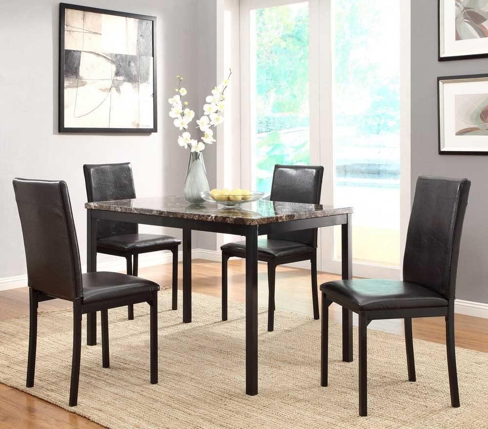 Set of 4 Arjen Dining Chairs Black - Boraam: Faux Leather, Metal Frame, Contemporary Style