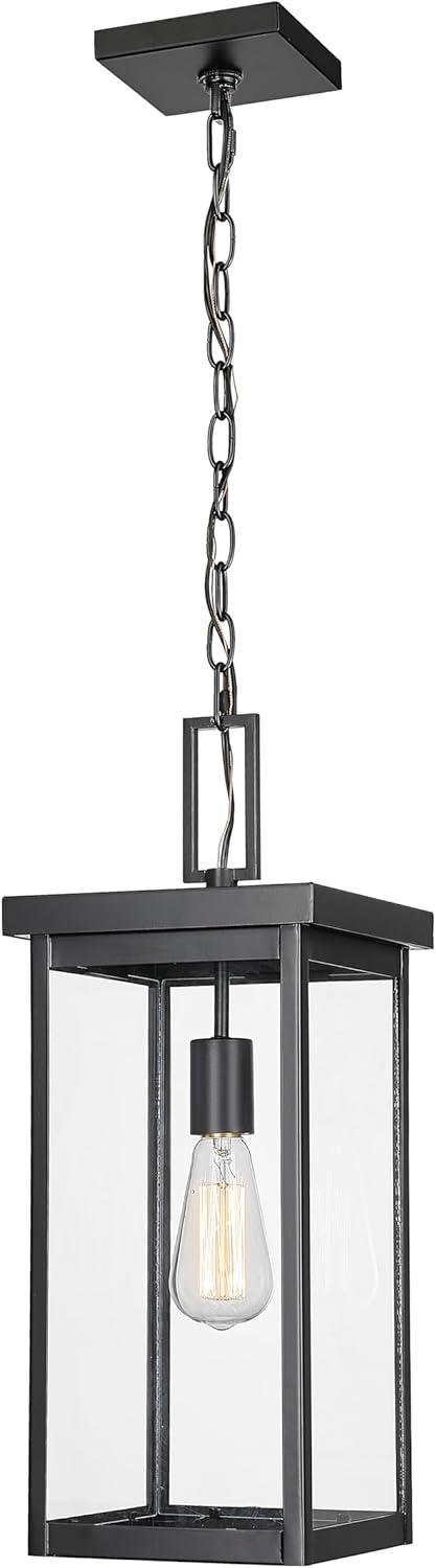 Barkeley 20" Black Powder Coated Outdoor Hanging Lantern with Clear Glass