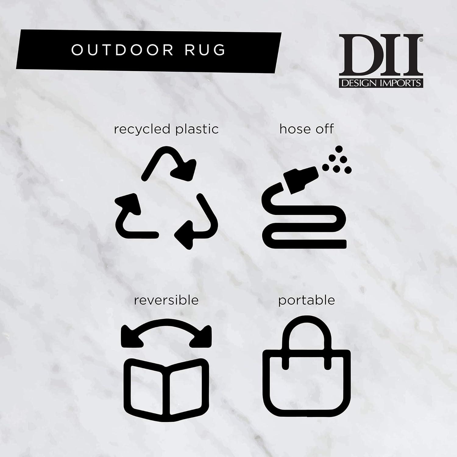 DII Outdoor Rug Collection Reversible Woven Polypropylene Mat, 4x6-Feet, Nautical Blue