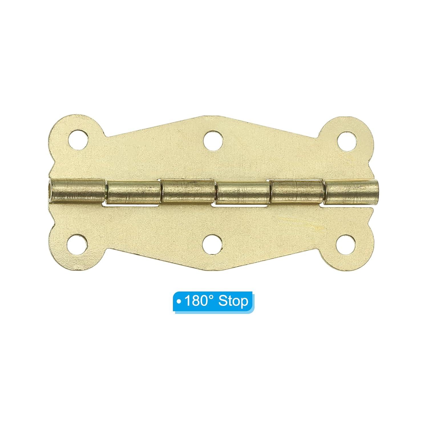 Uxcell Small Box Hinges 2 Inch, 10 Pack 180-Degree Butterfly Decorative Hinges Jewelry Box Hardware, Gold