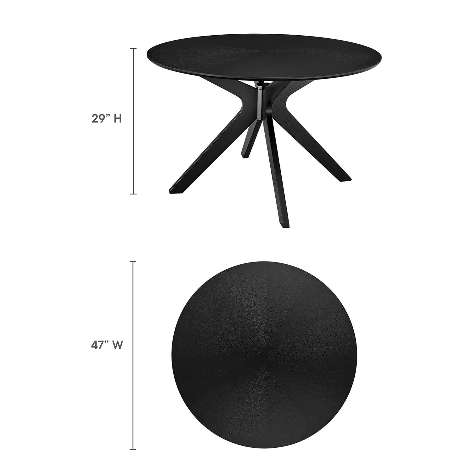 Modway Crossroads 47" Round Wood Dining Table In Black