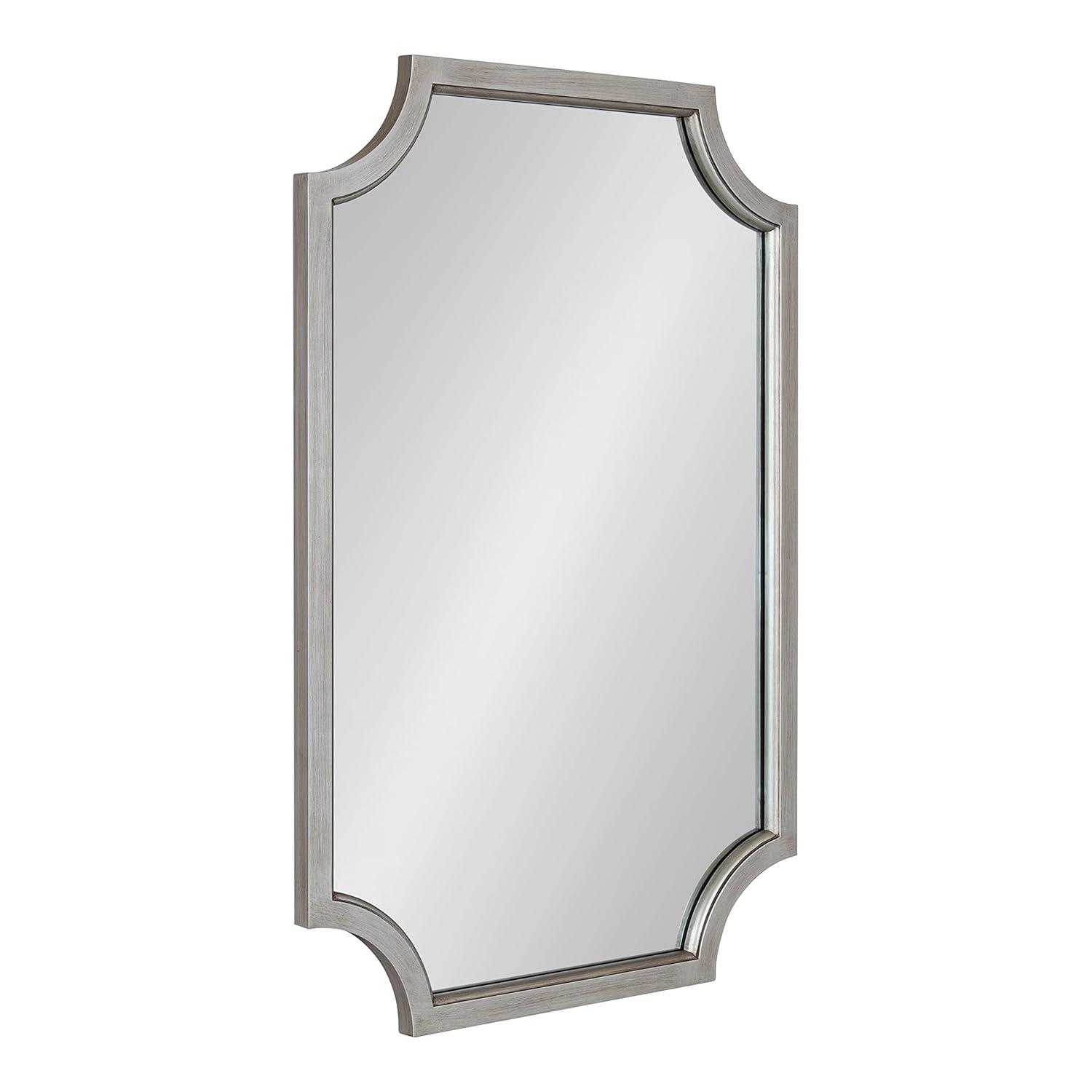 Kate and Laurel Hogan Scalloped MDF Scallop Mirror, 24x36, Silver