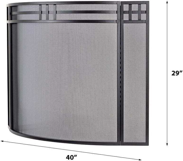 Mill Creek Black 3-Panel Mesh Fireplace Screen