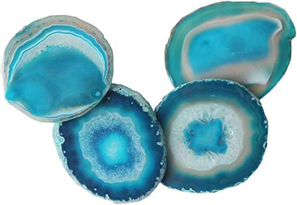 Set of 4 Blue Natural Agate Stone Coasters