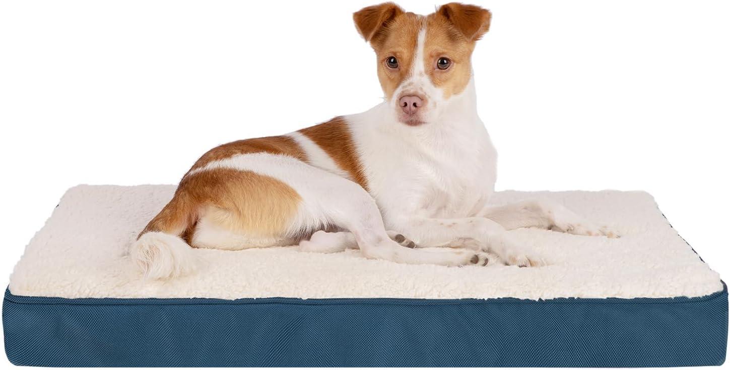 Best Pet Supplies Best Pet Supplies Dog Crate Mat with Waterproof Exterior, Orthopedic Foam, and Sherpa Cover - Blue