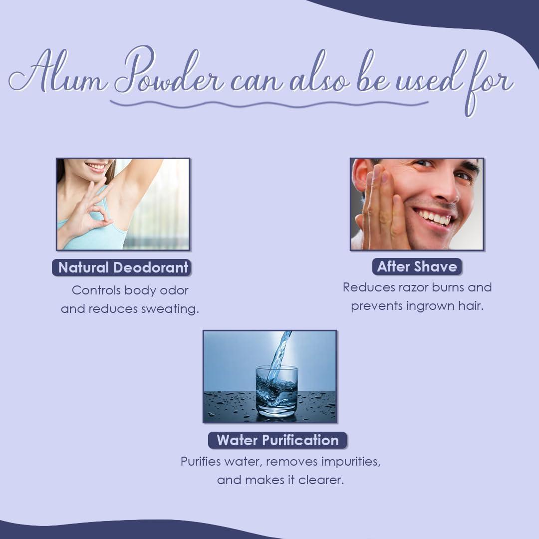 Mi Nature Alum Powder Potassium (Fitkari/Phitkari) -100% Natural Skincare for Acne, Odor Control & Water Purification Face Mask for |Pore Refining 100g |Face Pack Powder |Cruelty-Free